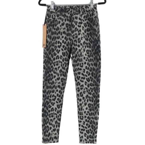 NWT KSUBI Black Leopard Skinny Jeans Wild Noir Pockets WFA22DJ015 Size 26‎